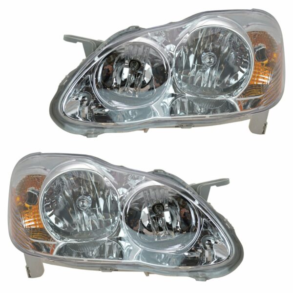 Headlights Headlamps Left & Right Pair Set for 05-08 Toyota Corolla CE & LE