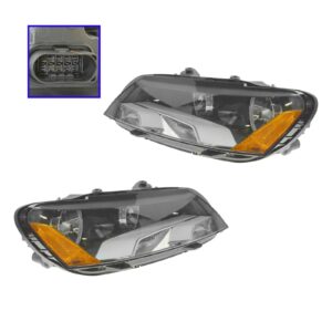 Halogen Headlight Head Lamp Assembly Pair LH & RH Sides for Volkswagen Passat