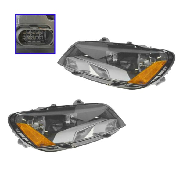 Halogen Headlight Head Lamp Assembly Pair LH & RH Sides for Volkswagen Passat