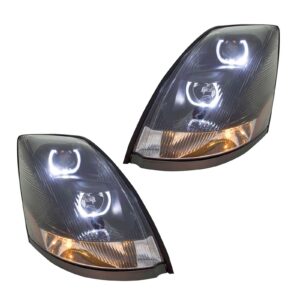 Black LED Performance Headlights Headlamps Pair Set For 04-17 Volvo VN VNL VNM