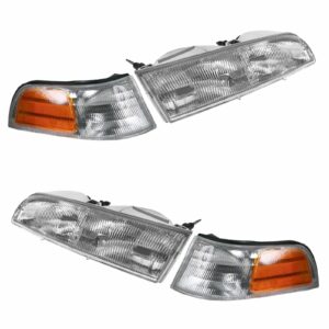 Headlight Headlamp Corner Light Lamp Kit Set of 4 for 92-97 Crown Victoria Base