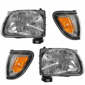 Headlight Parking Light Lamp LH RH 4 Piece Kit Gray for 01-04 Tacoma Truck