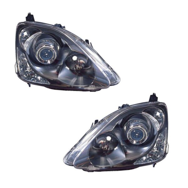 Black Projector Performance Headlight Pair Set for 02-05 Honda Civic Hatchback