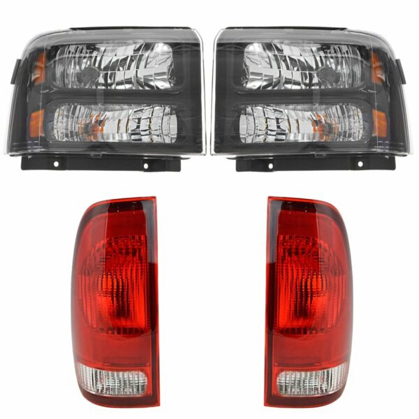 Headlight Lamp Tail Light Kit Set of 4 for 05-07 Ford Super Duty Harley Davidson