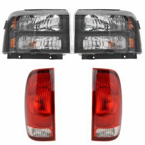 Headlight Lamp Tail Light Kit Set of 4 for 05-07 Ford Super Duty Harley Davidson