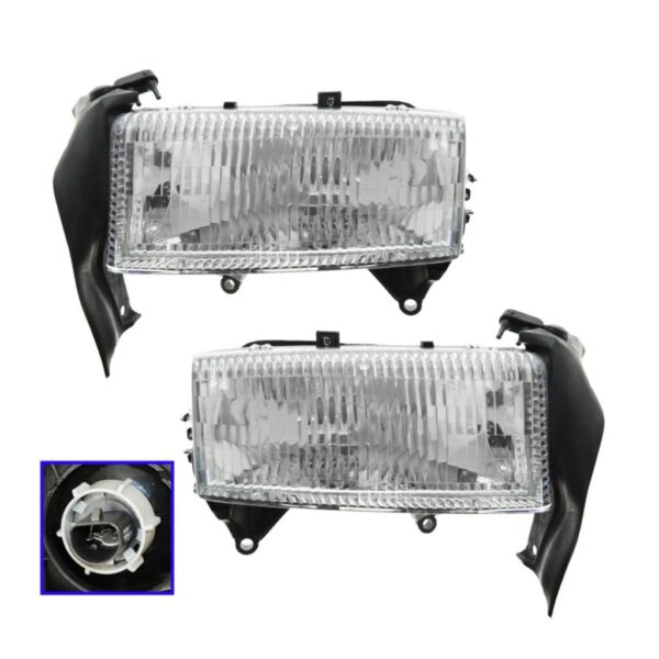 Headlight Headlamp w/ Bracket Pair Set for 97-04 Dodge Dakota Durango
