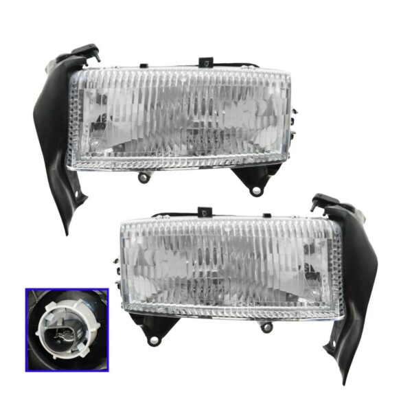 Headlight Headlamp w/ Bracket Pair Set for 97-04 Dodge Dakota Durango
