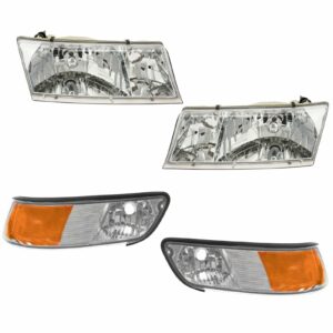 Headlights & Parking Corner Lights Left & Right Kit Set for 99-02 Grand Marquis