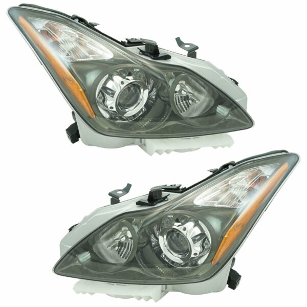 HID Headlight Headlamp with Dark Titanium Bezel Pair for Infiniti G37 Q60