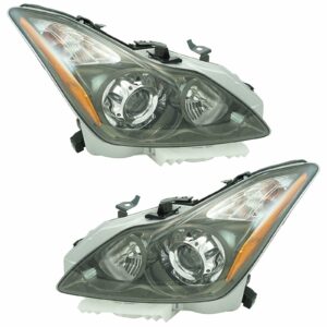 HID Headlight Headlamp with Dark Titanium Bezel Pair for Infiniti G37 Q60