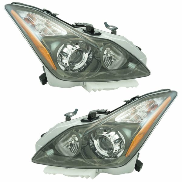 HID Headlight Headlamp with Dark Titanium Bezel Pair for Infiniti G37 Q60