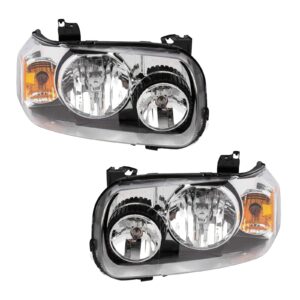 Headlights Headlamps Pair Set Left & Right for 05-07 Ford Escape
