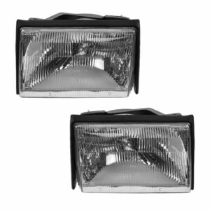 Front Headlights Headlamps Lights Lamps Pair Set LH & RH for 87-93 Ford Mustang