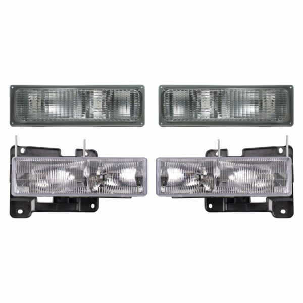 Headlights Composite Parking Lights Lamps Kit Set of 4 for Chevy GMC Blazer C K