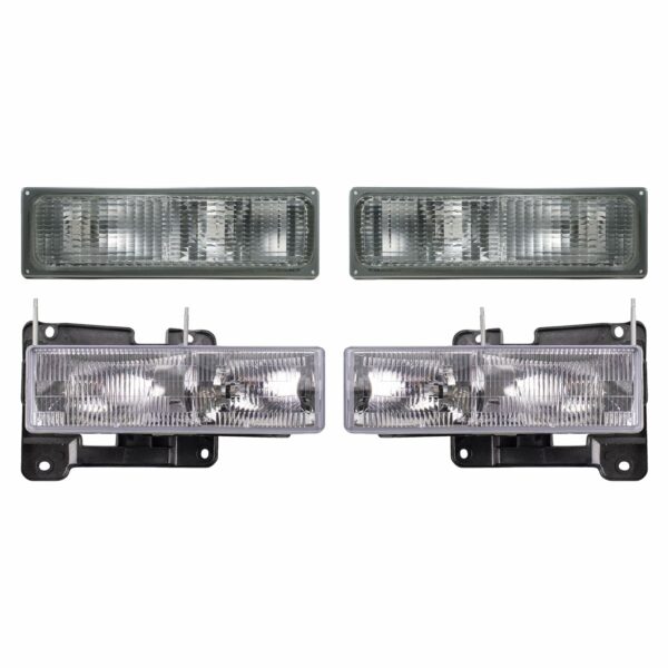 Headlights Composite Parking Lights Lamps Kit Set of 4 for Chevy GMC Blazer C K