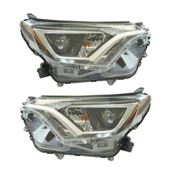 Halogen Headlight Lamp Assembly LH RH Set of 2 Pair Compatible With Toyota Rav4