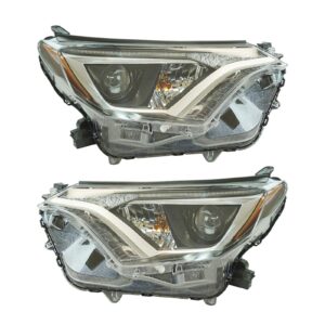 Halogen Headlight Lamp Assembly LH RH Set of 2 Pair Compatible With Toyota Rav4