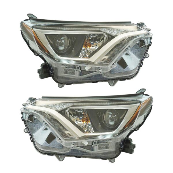 Halogen Headlight Lamp Assembly LH RH Set of 2 Pair Compatible With Toyota Rav4