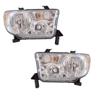 Halogen Headlight Lamp Assembly Pair LH & RH Sides Compatible with Toyota Tundra Pickup