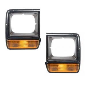 2pc Headlight lamp Bezel Set Chrome w/ Parking Lights for Dodge Pickup D/W Truck