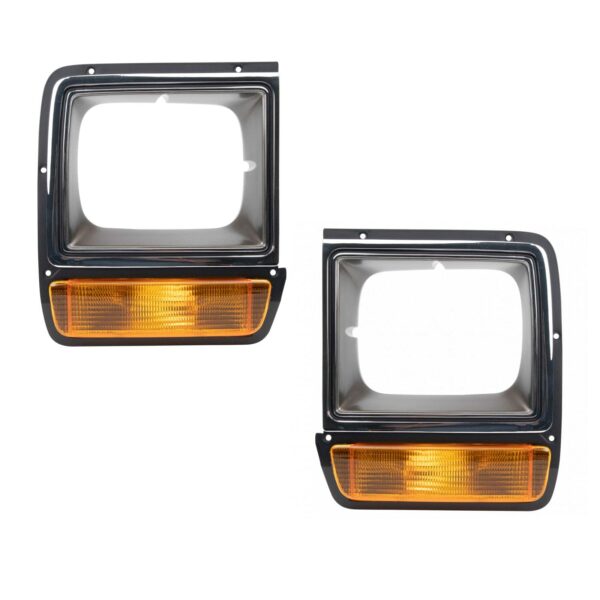 2pc Headlight lamp Bezel Set Chrome w/ Parking Lights for Dodge Pickup D/W Truck