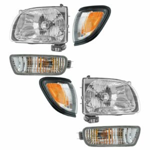 Headlights Corner Lights w/ Black Turn Parking Signal Lights Lamps Kit Set of 6