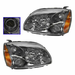 Halogen Headlight Headlamp Pair Set of 2 Kit for Galant Dark Bezel