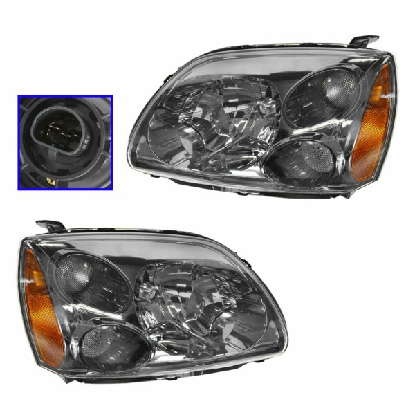 Halogen Headlight Headlamp Pair Set of 2 Kit for Galant Dark Bezel