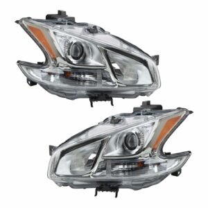 Halogen Headlight Headlamp LH Left & RH Right Pair Set for 09-13 Nissan Maxima