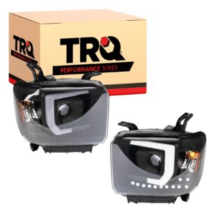 TRQ Headlight Set Compatible with 2014-2018 GMC Sierra 1500 2015-2019 Sierra 2500 3500 HD