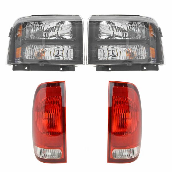 Headlight Lamp Tail Light Kit Set of 4 for 05-07 Ford Super Duty Harley Davidson