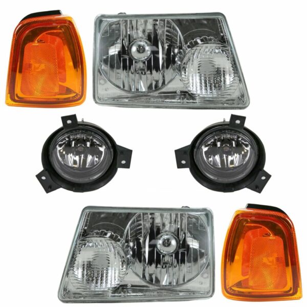 Headlight Fog Lamp Parking Light 4 Piece Kit Set for 01-03 Ford Ranger Truck