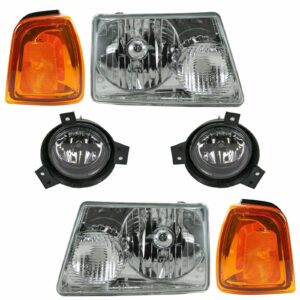 Headlight Fog Lamp Parking Light 4 Piece Kit Set for 01-03 Ford Ranger Truck
