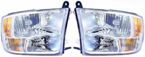 Quad Headlights Headlamps Left & Right Pair Set of 2 for Dodge Ram Pickup Truck