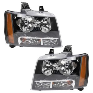 Headlight Set Compatible with 2007-2013 Chevrolet Avalanche 07-14 Suburban Tahoe