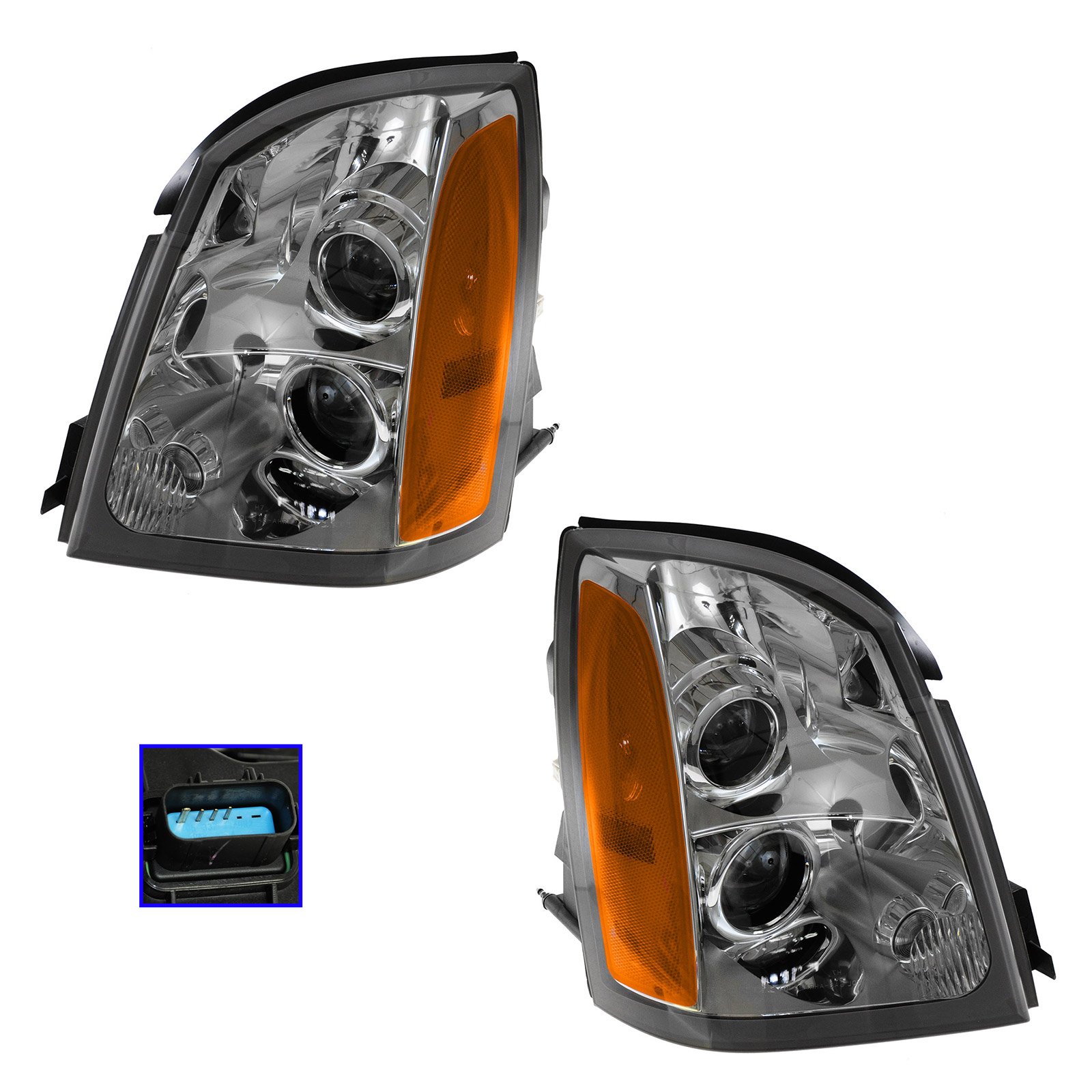 Headlight Headlamp Halogen Driver Passenger PAIR for 04-09 Cadillac SRX