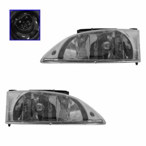 Headlights Headlamps Left & Right Pair Set for 00-02 Chevy Cavalier