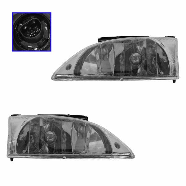 Headlights Headlamps Left & Right Pair Set for 00-02 Chevy Cavalier