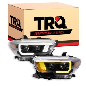 TRQ Performance Headlight Set LED Black Projector Fits 2016-2022 Toyota Tacoma