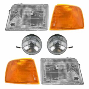 Headlight Fog Lamp Parking Light 6 Piece Kit Set for 93-97 Ford Ranger Truck