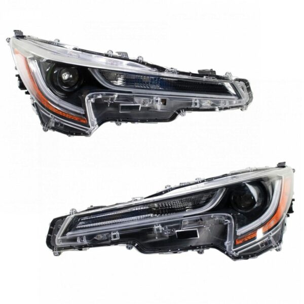Front 2 Piece Headlight Lamp Assembly Pair Set LH Driver & RH Passenger Sides Direct Fit for Toyota Corolla L LE