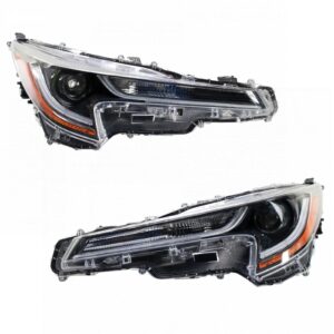 Front 2 Piece Headlight Lamp Assembly Pair Set LH Driver & RH Passenger Sides Direct Fit for Toyota Corolla L LE