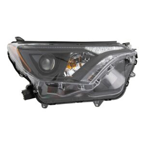 Halogen Headlight Lamp w/ Black Bezel RH Passenger Side Compatible with Toyota Rav4 US Built