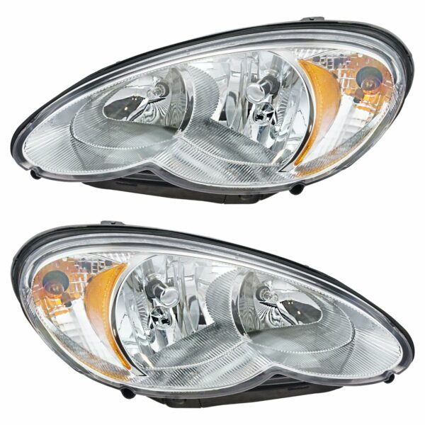 Headlights Headlamps Left & Right Pair Set for 06-10 Chrysler PT Cruiser
