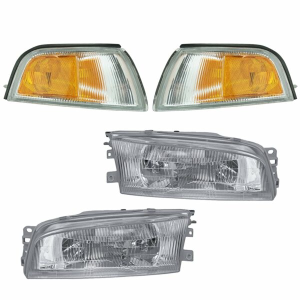 Headlights Lamps Corner Turn Signals Set of 4 for 97-02 Mitsubishi Mirage Sedan