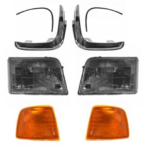6 Piece Lighting Kit Headlights with Bezels & Corner Lights LH Driver & RH Passenger Sides for Ford Ranger