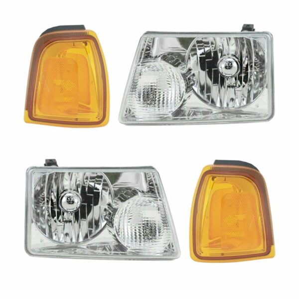 Headlights & Parking Corner Lights Left & Right Kit Set for 01-05 Ford Ranger