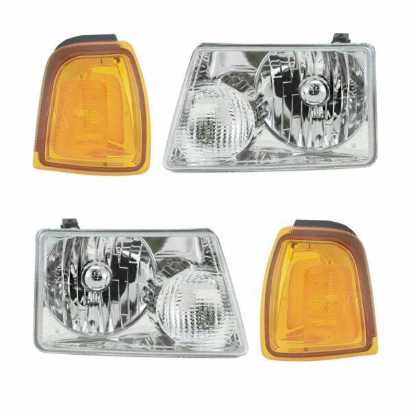 Headlights & Parking Corner Lights Left & Right Kit Set for 01-05 Ford Ranger