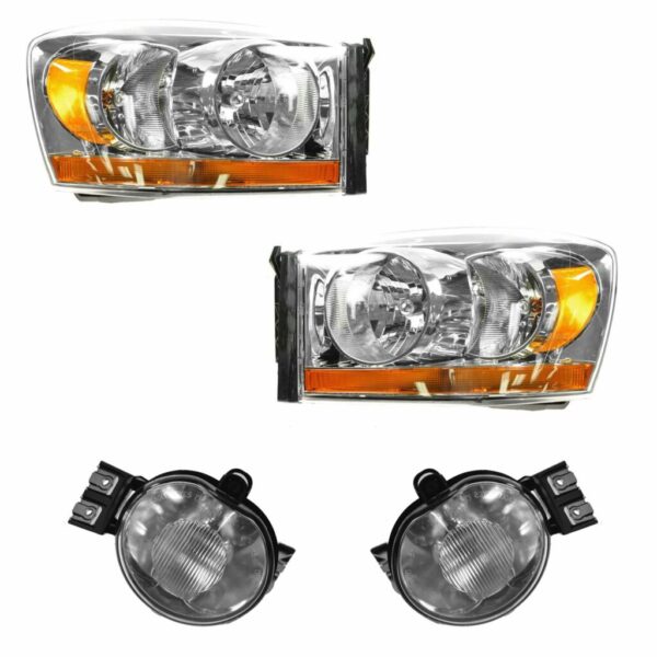 Headlight Fog Driving Light Lamp LH RH Kit Set of 4 for Dodge Ram Truck
