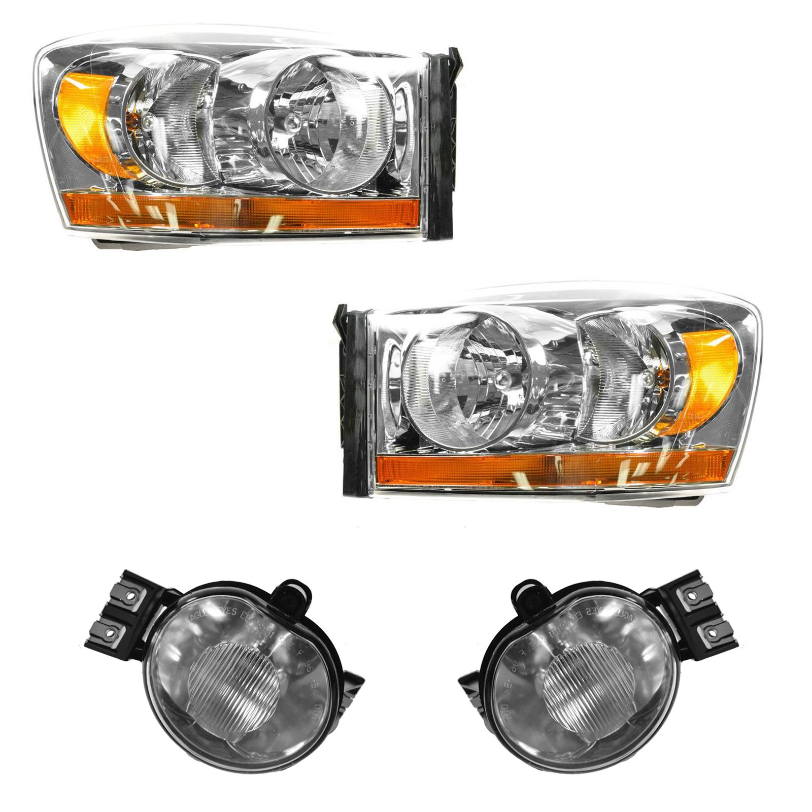 Headlight Fog Driving Light Lamp LH RH Kit Set of 4 for Dodge Ram Truck
